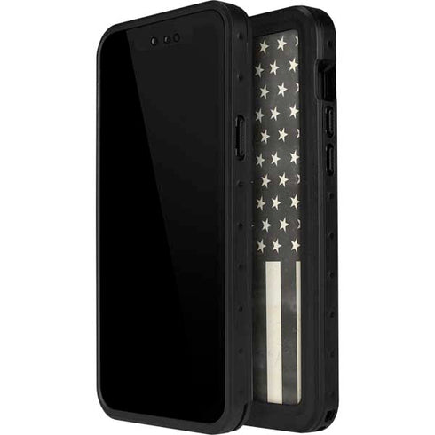 Black & White USA Flag iPhone 12 Mini Waterproof Case